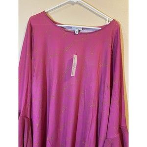 Shavonne Dorsey Gravity Knit Top With Ruffled Chiffon Sleeves Pink Size 2X
